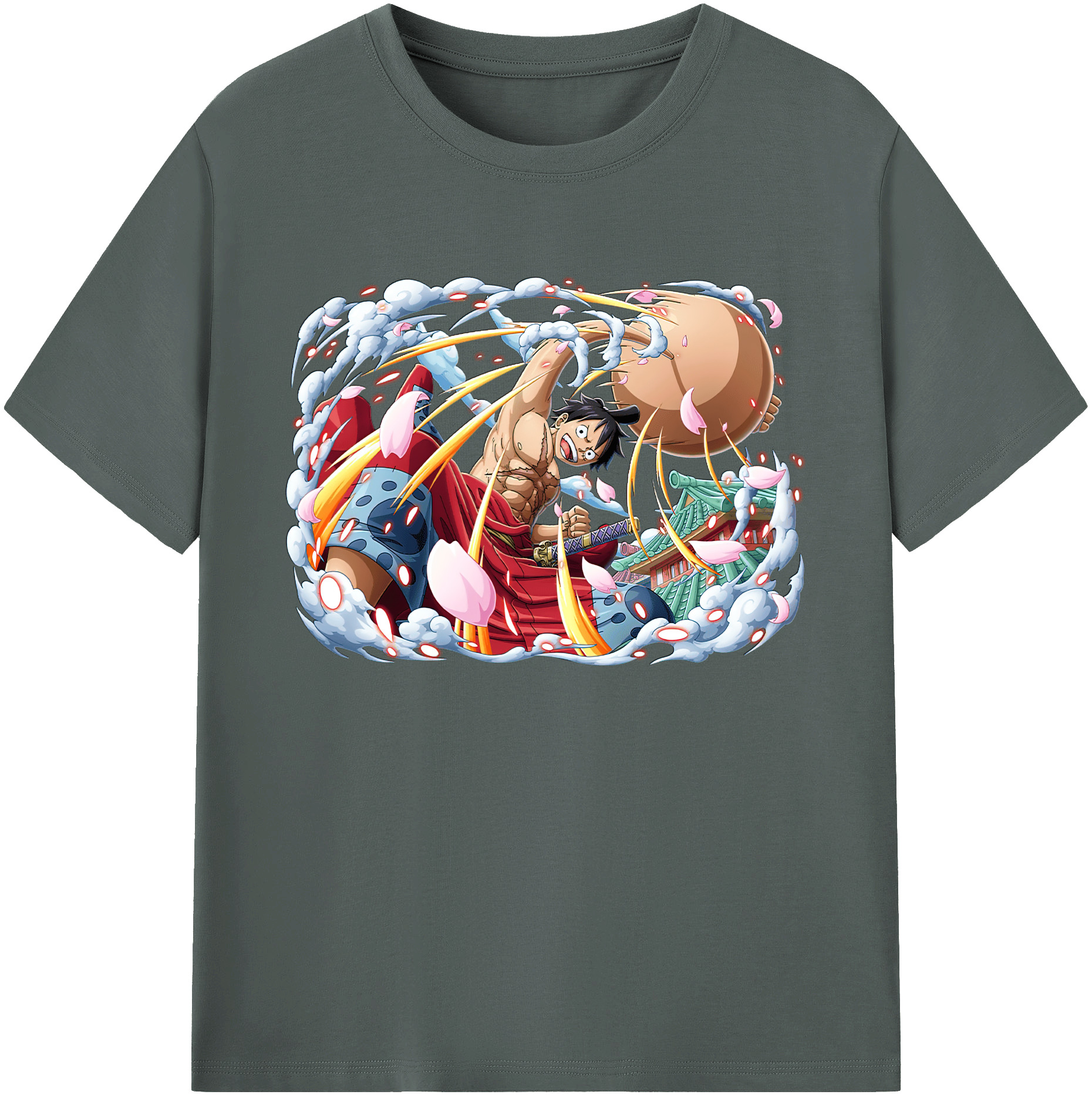 ワンピース モンキー・D・ルフィ ONE PIECE Monkey D. Luffy 綿100％ メンズ半袖Tシャツ｜肌触りやわらか＆通気性